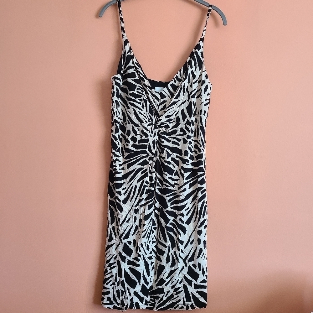H&M Zebra Print Spaghetti Strap Mini Dress L